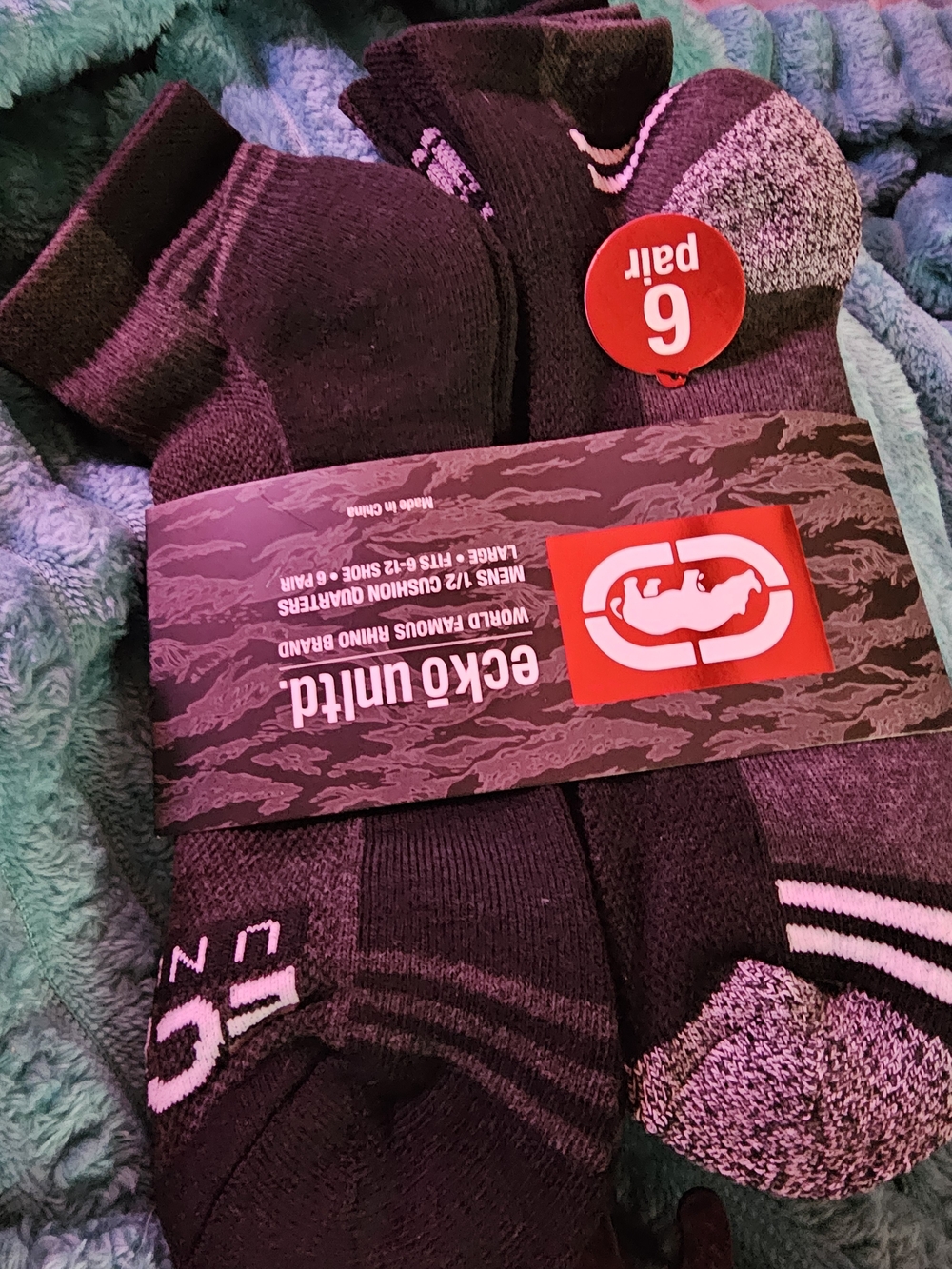 Ecko Unltd. Men's Quarter Socks - Black & Gray (6 Pair) NWT Retail $18